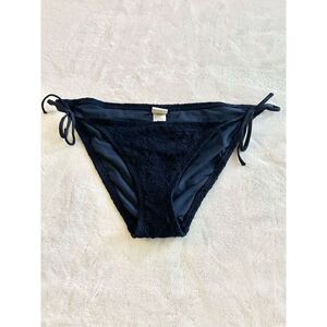 Abercrombie & Fitch Navy Blue Lace Trim Tie Side Bikini Bottoms Size Large